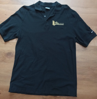 SHIRT POLO NIKEGOLF Black Button Up M/M/M  Gold emblem~White nike/SHORT SLEAVE