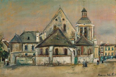 MAURICE UTRILLO Poster or Canvas Print ''L'ÉGLISE DE PONTOISE (VAL-D'OISE)''