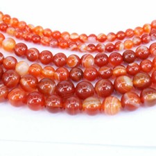 6/8/10/12mm Natural Red Striped Agate Onyx Gemstone Round Loose Beads 15" Strand