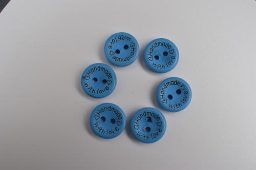 Hand made with Love and Hearts button - 2 Hole - Novelty - 14mm - Wooden - Baby - Picture 15 of 27