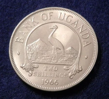 1966 Uganda 2 Shillings - Fantastic UNC Coin - Crowned Crane - See Pictures