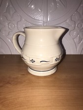 Longaberger Pottery Woven Traditions Classic Blue Pitcher Made in USA