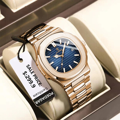 Luxus Herrenuhr Wasserdicht Leuchtend Edelstahl Datum Quarz Armbanduhren