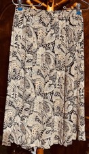 VTG Alfred Dunner Pleated Skirt Petite 8 Paisley Tan  Black Elastic Waist NWOT