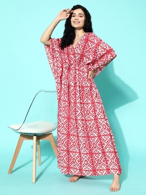 Floral Print Summer Dress Long Kaftan Bathe Robe Indian Cotton Kaftan Plus Size