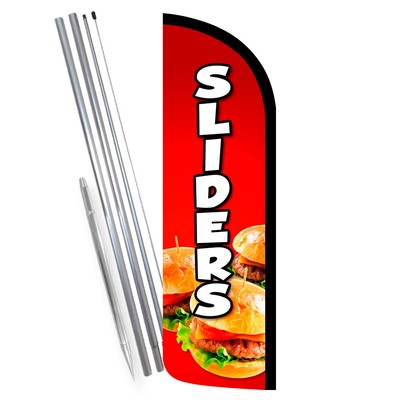 Sliders - Mini Burgers Premium Windless Feather Flag Bundle (Complete Kit) OR Op
