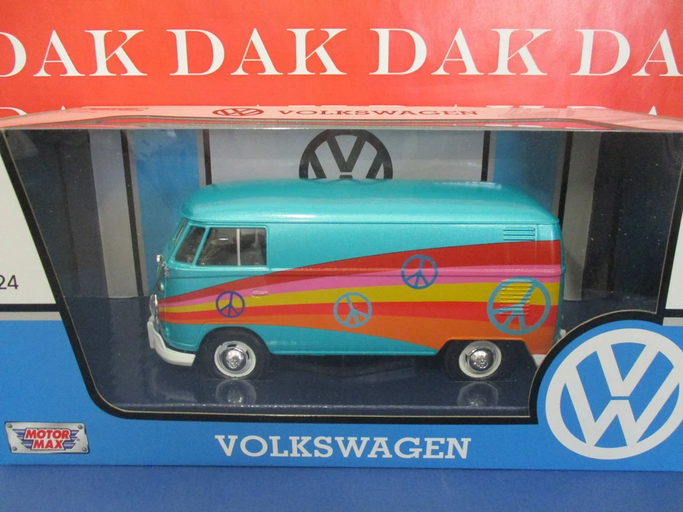 Die cast 1/24 Modellino Furgone Van Volkswagen Type 2 T1 Peace 1962 by Motor Max - Immagine 4 di 4