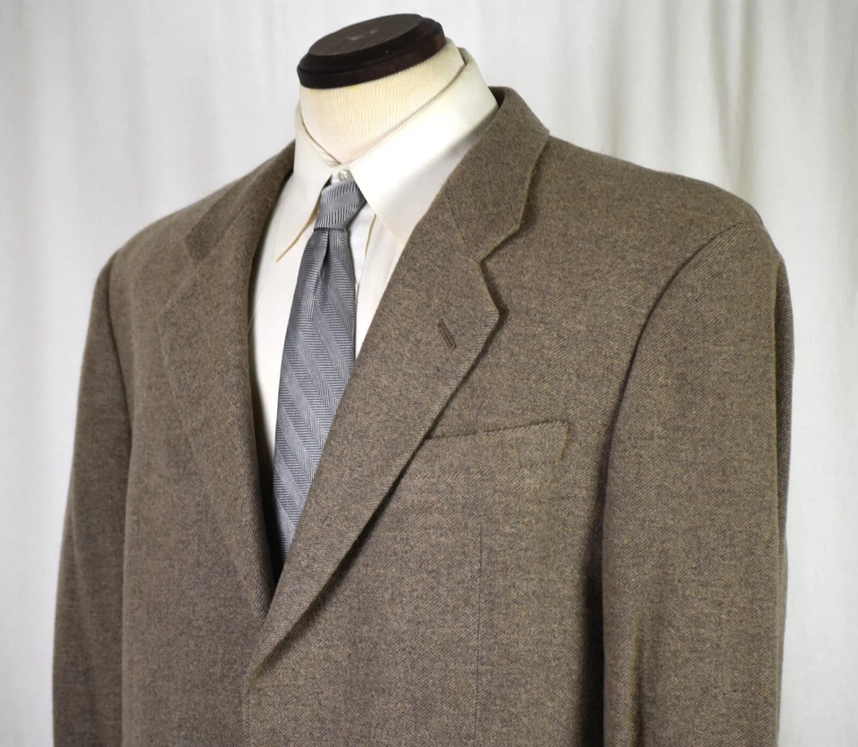Xlent Armani Collezioni 100% Cashmere Taupe Twill Sport Coat Jacket Trim 44 R - Image 3 of 4