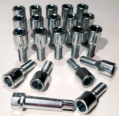 alloy wheel tuner slim bolts M14 x 1.5, 28mm thread, taper seat Alfa Romeo x 20