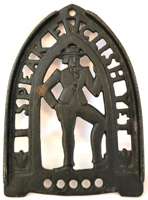 Iron Art ''I Speak English Yet'' Cast Metal Trivet Vtg Retro