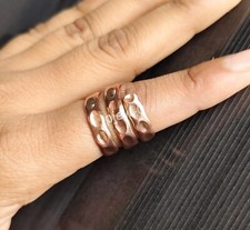 Solid Copper Adjustable Ring Band, Hammered Band, Stackable Ring For Woman M4
