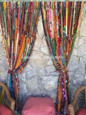 100 Strands, Bohemian gypsy rag Window Bohemian Valance Indian Backdrop curtains