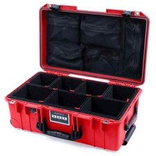 Red  Black Pelican 1535 Air case with Trekpak dividers  mesh lid organizer.