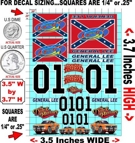 CLEAR VINYL Sticker Sheet-Dukes of Hazzard R/C Decal 1/24-1/16 Scale DIE CUT - Picture 2 of 12