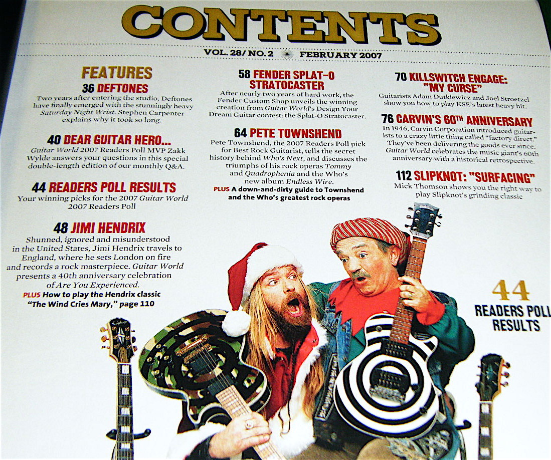KISS The Who, DEFTONES, Clapton, HENDRIX in 2007 Christmas Guitar World