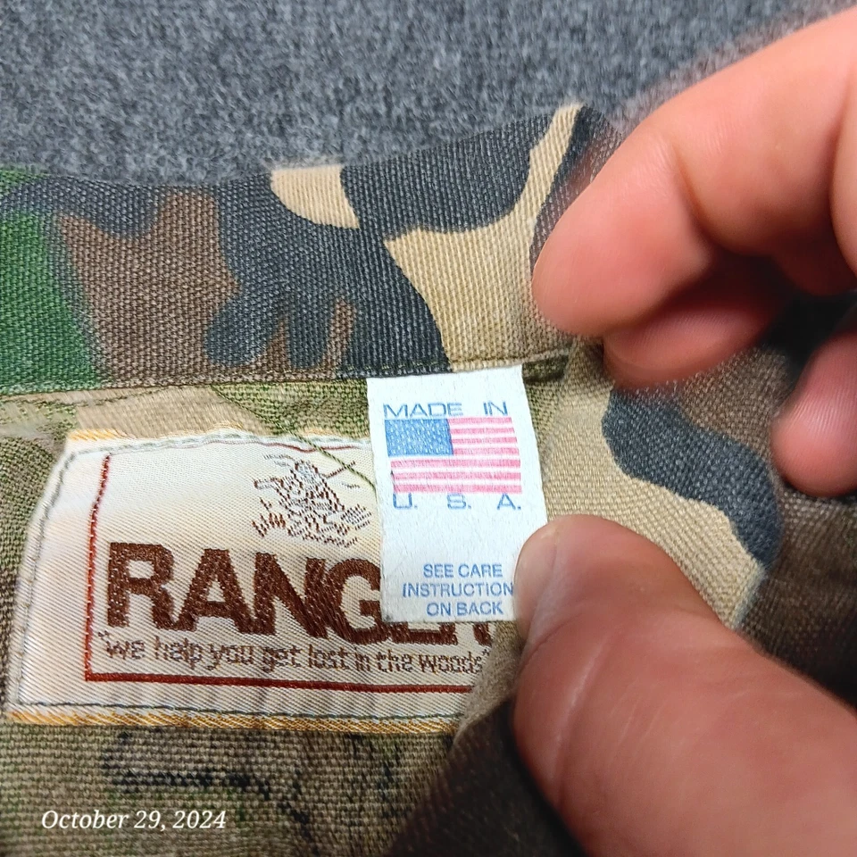Vintage Ranger Camouflage Canvas Hunting Shirt Men Large Green USA Made - Image 4 of 4