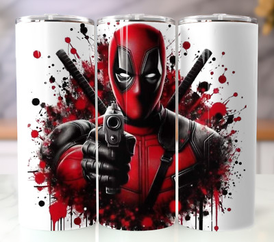 Deadpool Inspired Tumbler 20oz Stainless Steel Red Superhero Fan Gift Cup