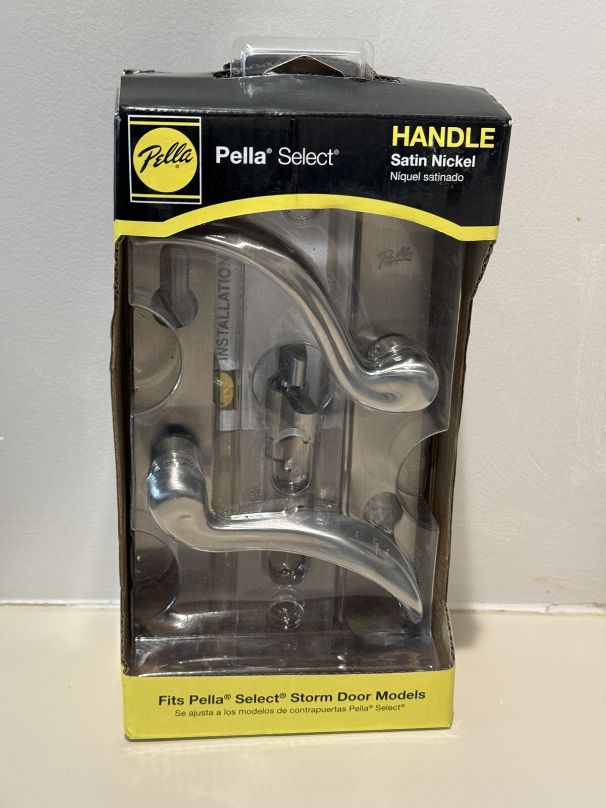 NEW Pella Select Satin Nickel Storm Door Double Handle Set Thumb Lock