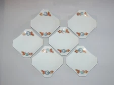 Six porcelain cake dishes, phoenix and dragon, Arita ware, by Kinsho, Japan