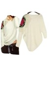 Un Branded One Shoulder Knitted Flower Sweater