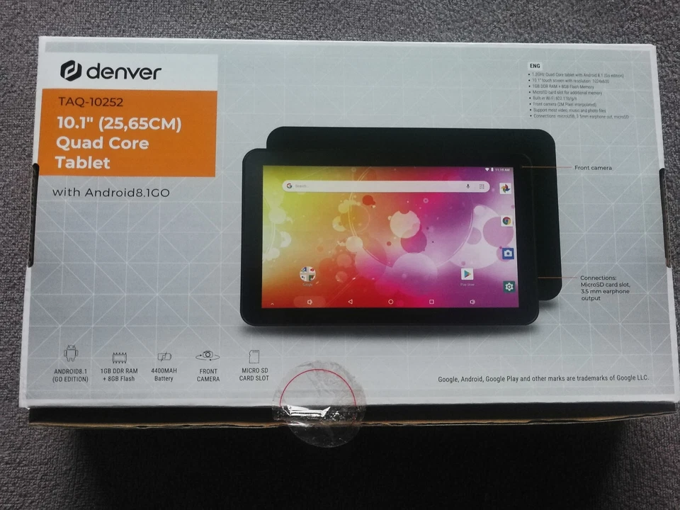 NEU! Denver TAQ-10252 10,1-Zoll Quad-Core Tablet Android 8.1 GO - Bild 2 von 4