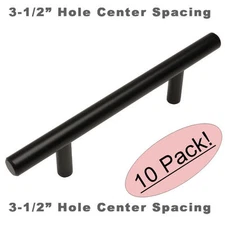 *10 Pack* 3/8" Slim Line Cosmas Euro Bar Pull Flat / Matte Black Pulls 404-3.5FB