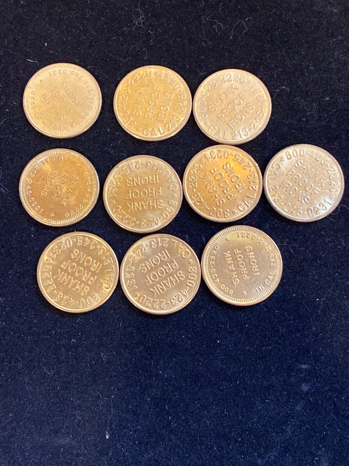 10 X Jerry Barber Brass Golf Ball Coin Place Marker Shank Proof Irons