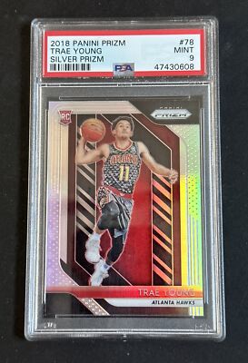 2018-19 Panini Prizm #78 Trae Young Silver Prizm Rookie PSA 9 Mint