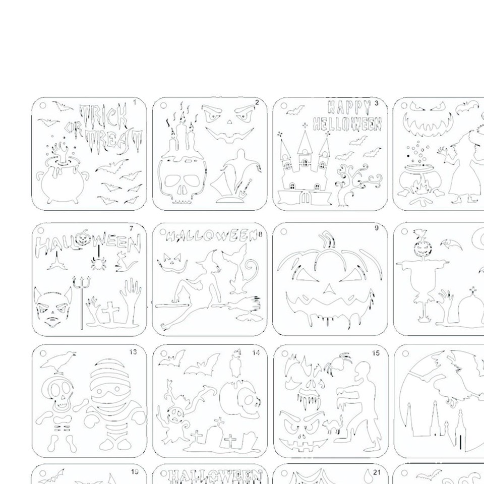 Penitue Halloween Schablonen 9 Stück - 15x15cm Wiederverwendbare Bastelvorlagen