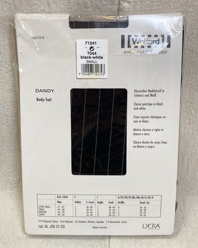 NIB • WOLFORD • Dandy • Classic Body • black / white pin stripes • S - Picture 3 of 4