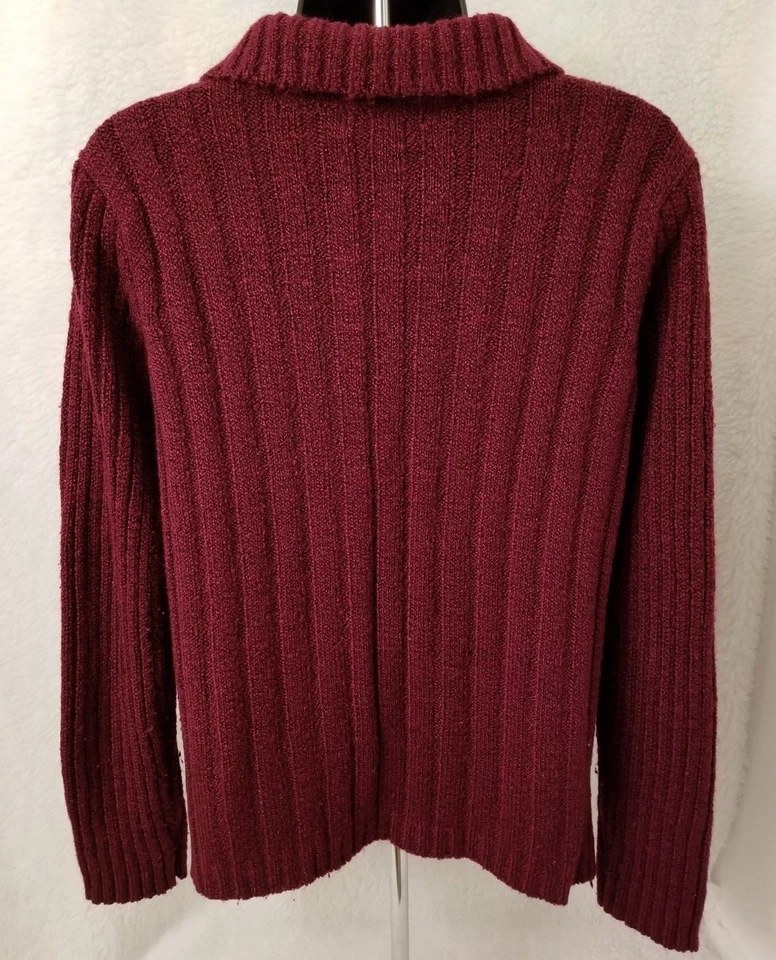 White Stag Womens Cardigan Sweater Shirt Top Size M Medium 8/10 Burgundy Black - Image 4 of 4
