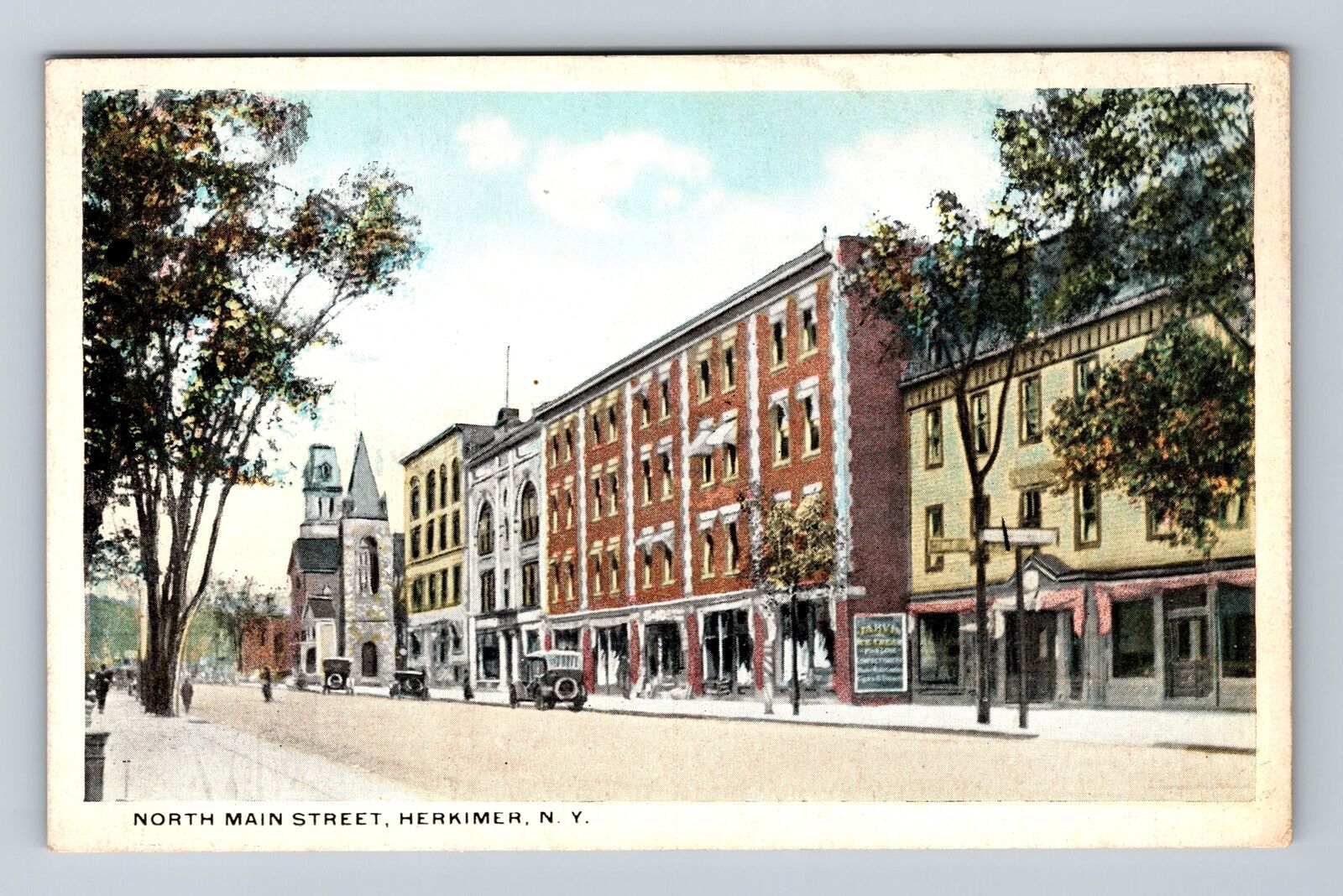 Herkimer NY-New York, North Main Street, Antique, Souvenir, Vintage Postcard
