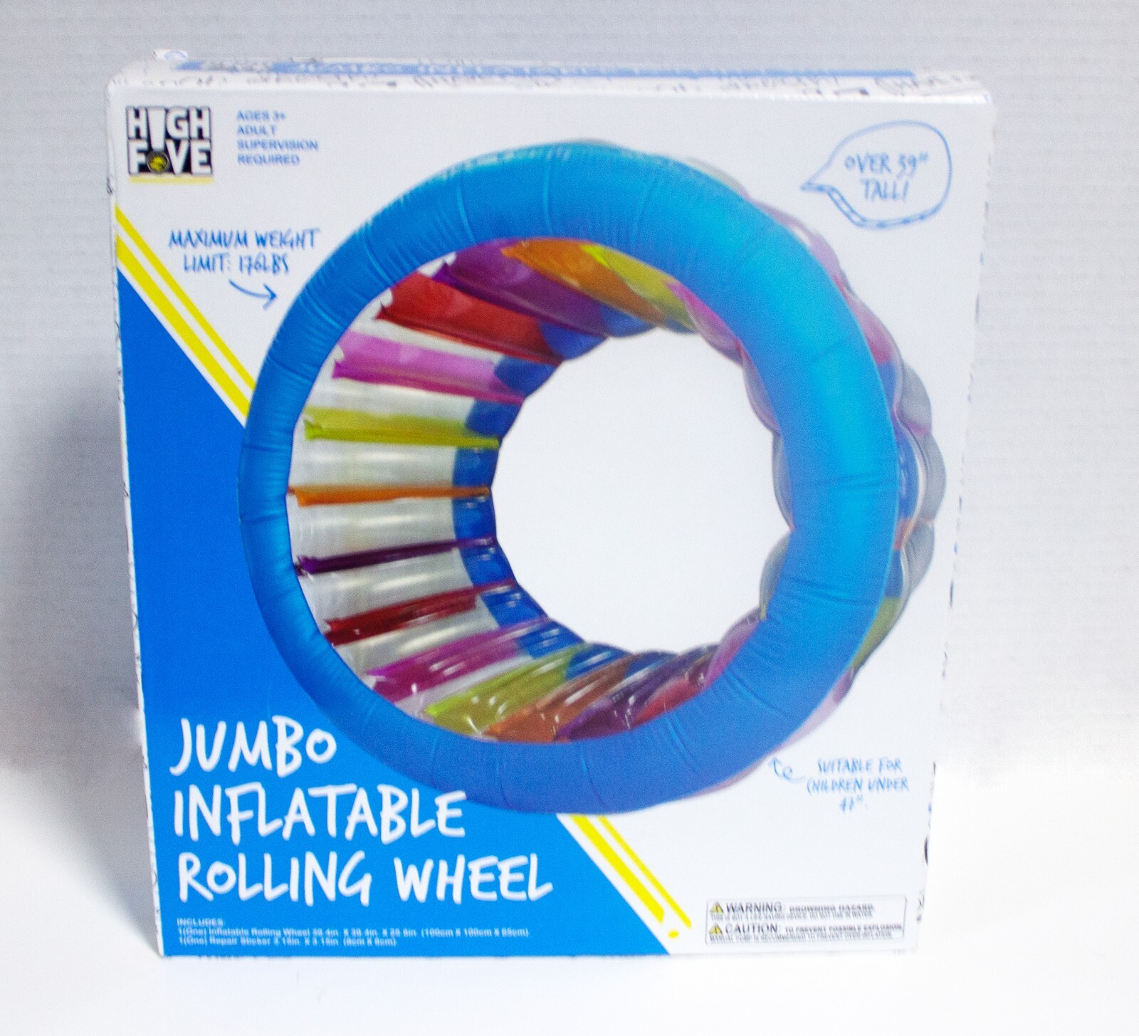 Rueda de agua rodante inflable Jumbo High Five Pool 39,4 x 25,6 pulgadas con parche de reparación