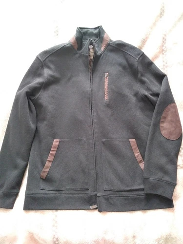 Tasso Elba Men's Knit Full-Zip Lined Jacket Black Brown Size M   - product listing photo