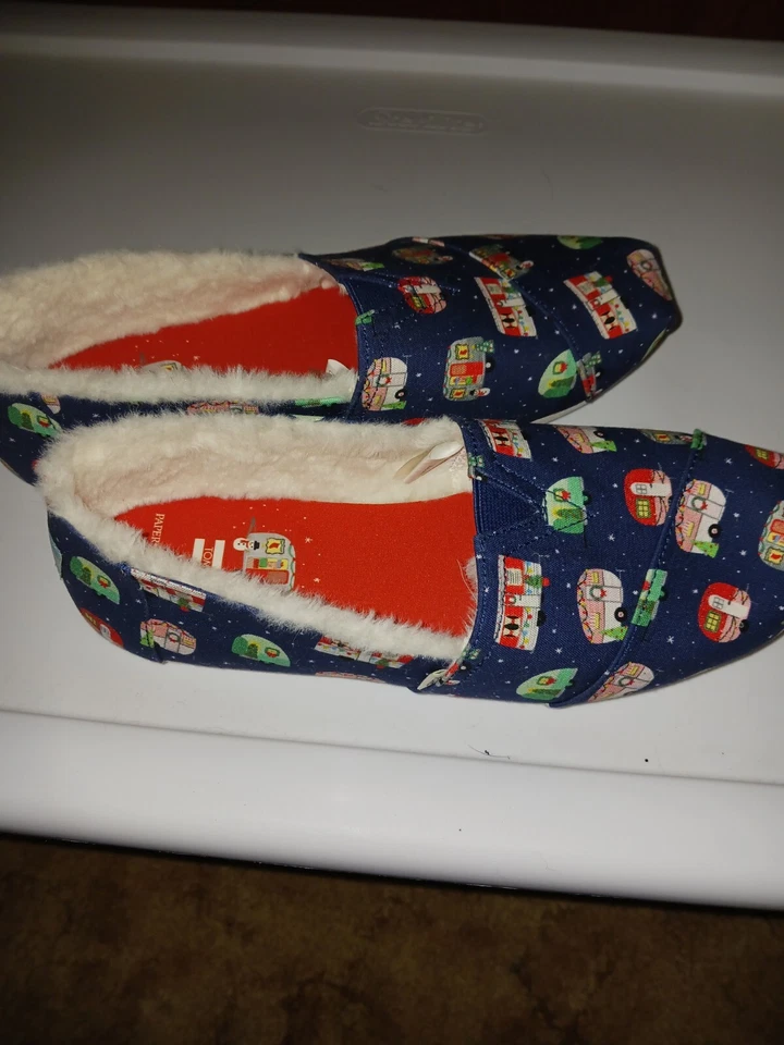 Toms Navidad Vintage Remolques Campistas Luces de Vacaciones Zapatos Difusos Para Mujer 9.5 Foto 2 de 4