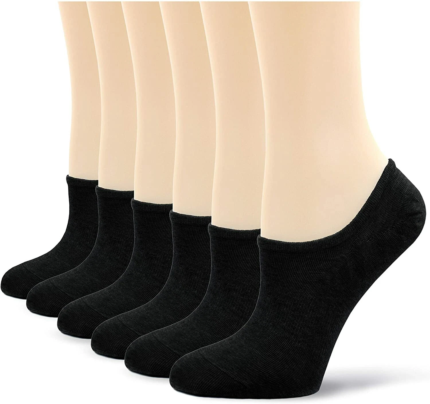 6 Pairs Womens No Show Trainer Socks BLACK Non Slip Sport Ankle Cotton Low Cut