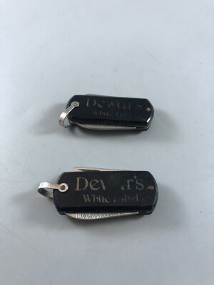 Vtg Rostfrei Folding Pocket Knife Dewars White Label Promo Rare Two Pieces GL1