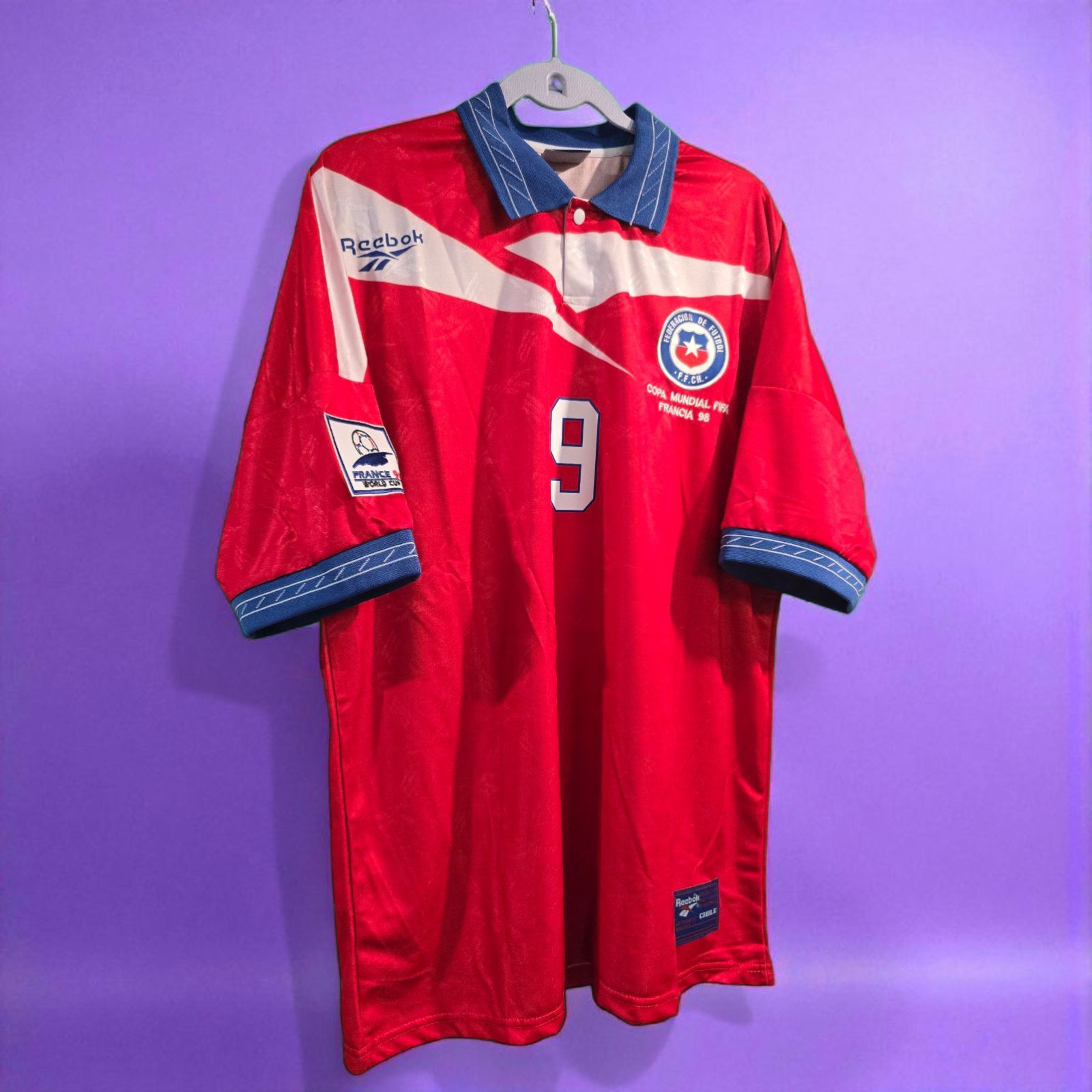 CHILE Home World Cup France 1998 - Retro - Soccer - ZAMORANO - Small (RunSmall) thumbnail 15
