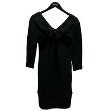 Chanel Mesh Ribbon Dress Black Size 34 Chest 15.0 in Length 35.4 in
