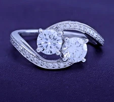 1.44 Ctw Round Cut Lab Grown Diamond Engagement Bypass Ring 14K White Gold