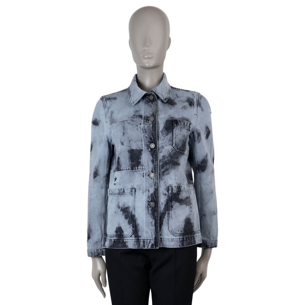 72549 Auth CHRISTIAN DIOR Grey Cotton 2020 BLEACHED TIE-DYE DENIM Jacket 38 S