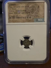 Judaea Alex Jannaeus 103-76 BC AE Prutah NGC Widow’s Mite Biblical Coin!!