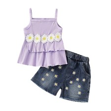 Toddler Baby Girls Clothes Outfits Cute Print Bow Camisole Top and Shorts Sum...