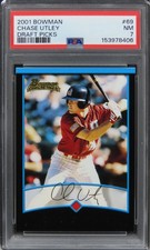 2001 Bowman Draft Picks Chase Utley Future HOF ROOKIE RC #69 PSA 7 NM