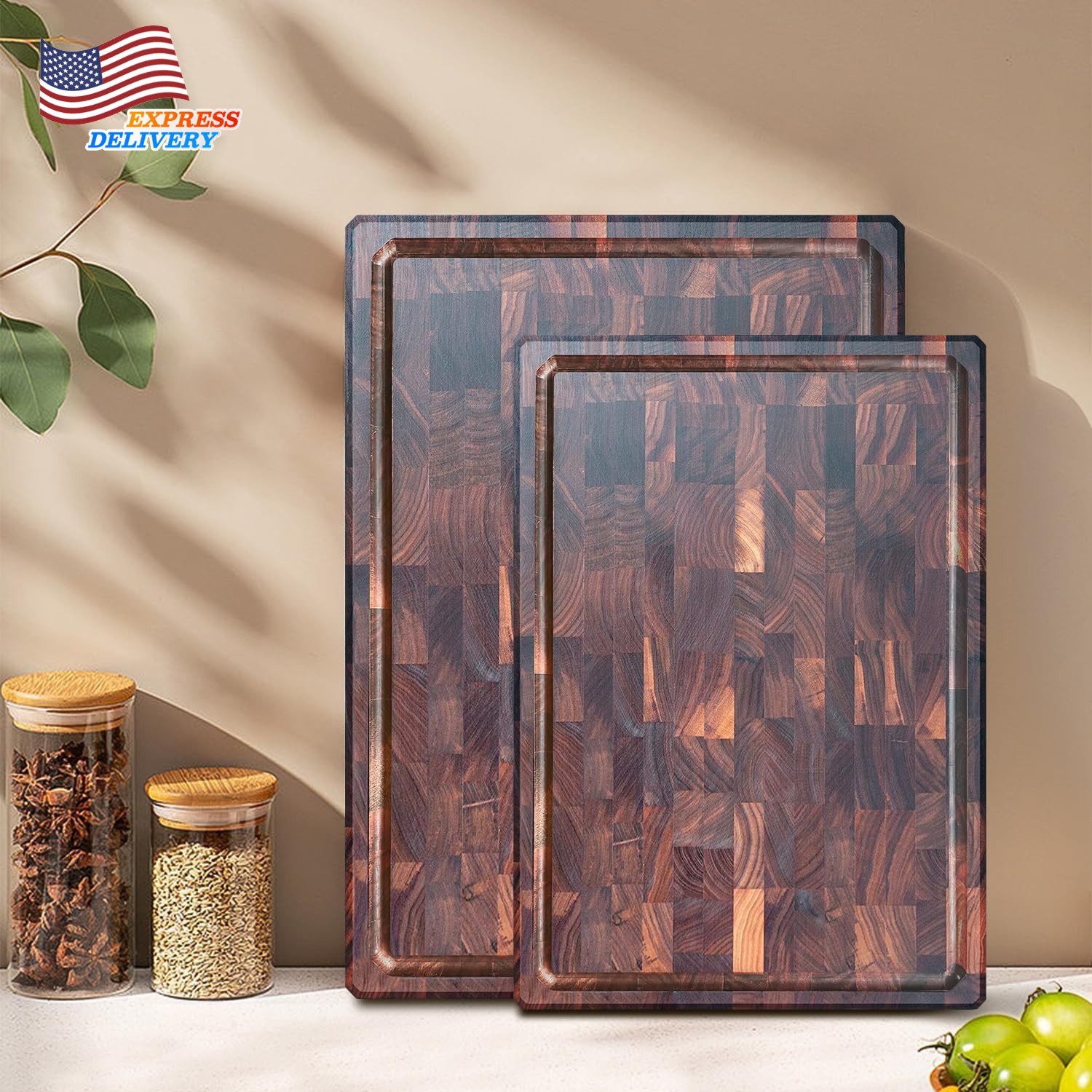 Large Cutting Board Premium Walnut Chopping Board for Kitchen with Juice Slot