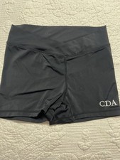 Balera Girl Black Lycra Mini Shorts Size L CDA Embroidery 495