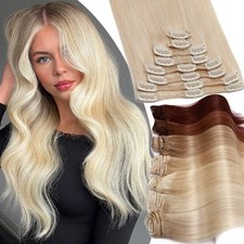 Clip In Hair Extensions 8Pcs with 18Clips Full Head Russian 100 Remy Human Hair