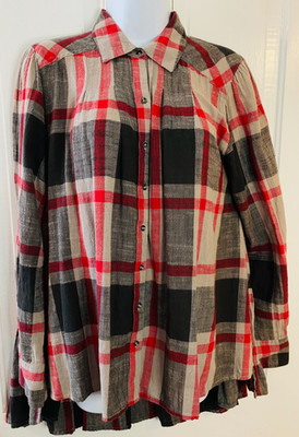 Free People Women's Hi-Low Button Oversized Flowy Tunic Size SP