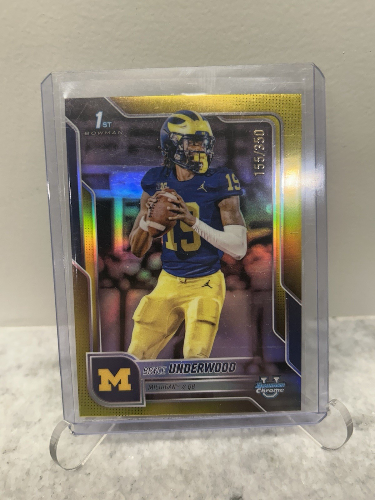 2025 Bowman University Chrome - Bryce Underwood #196 Yellow Refractor /350 (RC)