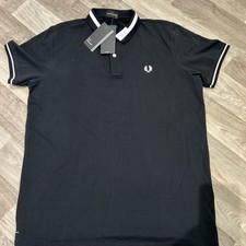 Fred Perry Polo Shirt Black Size XL Men's Short Sleeve